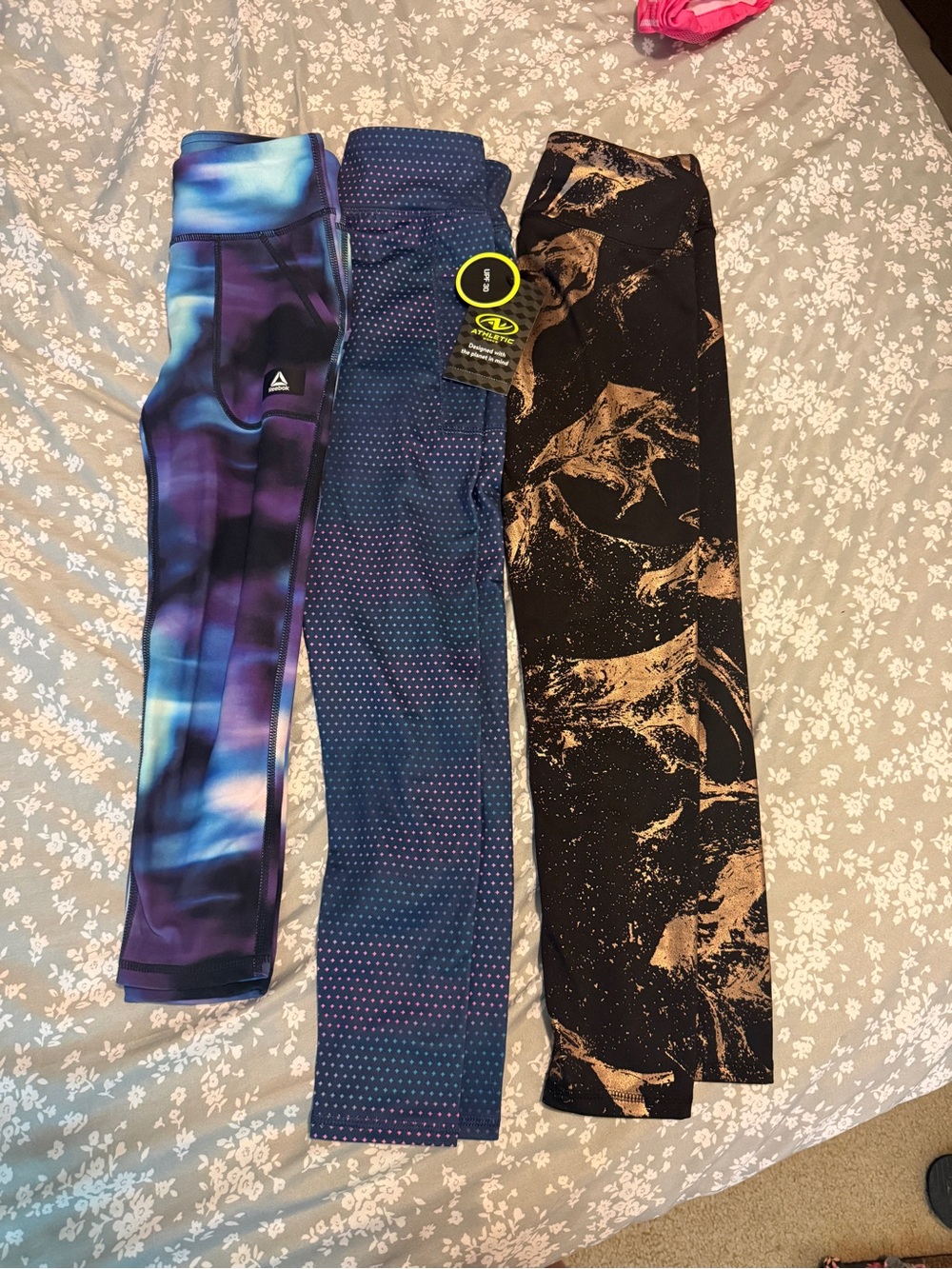 Girls Purple Blue Tie-Dye Active Leggings - Unknown Brand